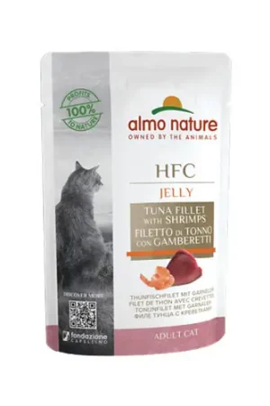 Almo Nature HFC Jelly Kattenvoer - Maaltijdzakje - Tonijnfilet en Garnalen Korting