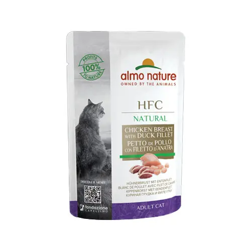 Bestseller Almo Nature HFC Natural Kattenvoer - Maaltijdzakje - Kip & Eend