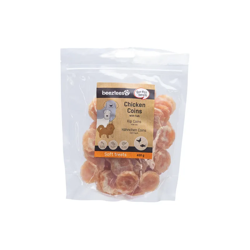 Beeztees Kip Coins met Vis Merkproduct