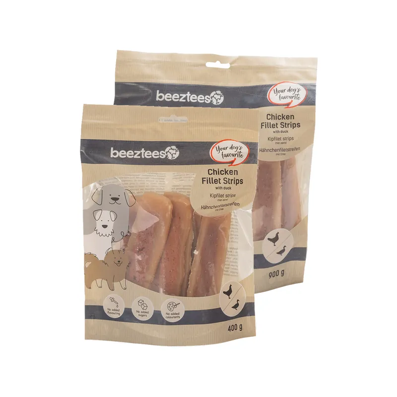 Beeztees Kipfilet Strips met Eend Voordeelprijs