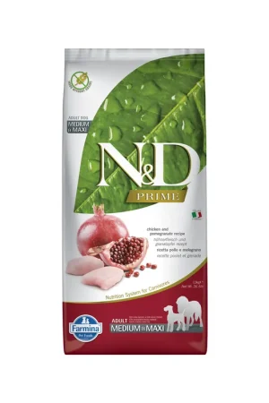 Direct Verzonden Farmina N&D Prime Adult Medium & Maxi Hondenvoer - Chicken and Pomegranate