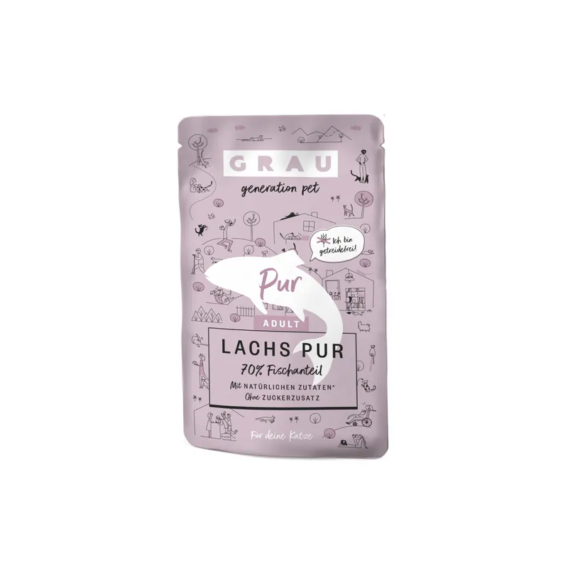 Actieprijs Grau Adult Puur Kattenvoer - Zalm - Pouch