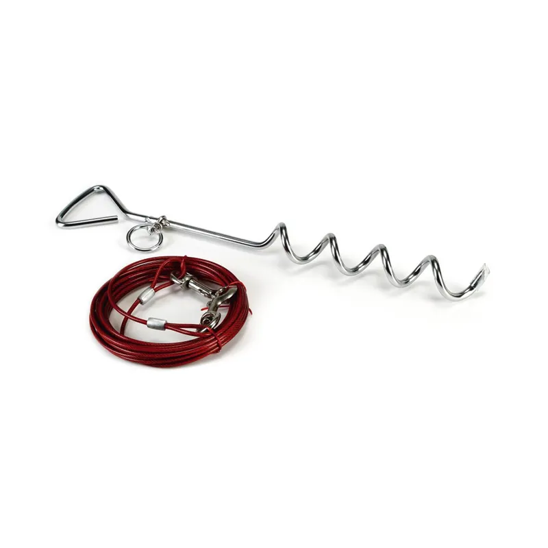 Beeztees Camping Vastlegset met Lijn Zilver/Rood 6 mtr Lage Kosten