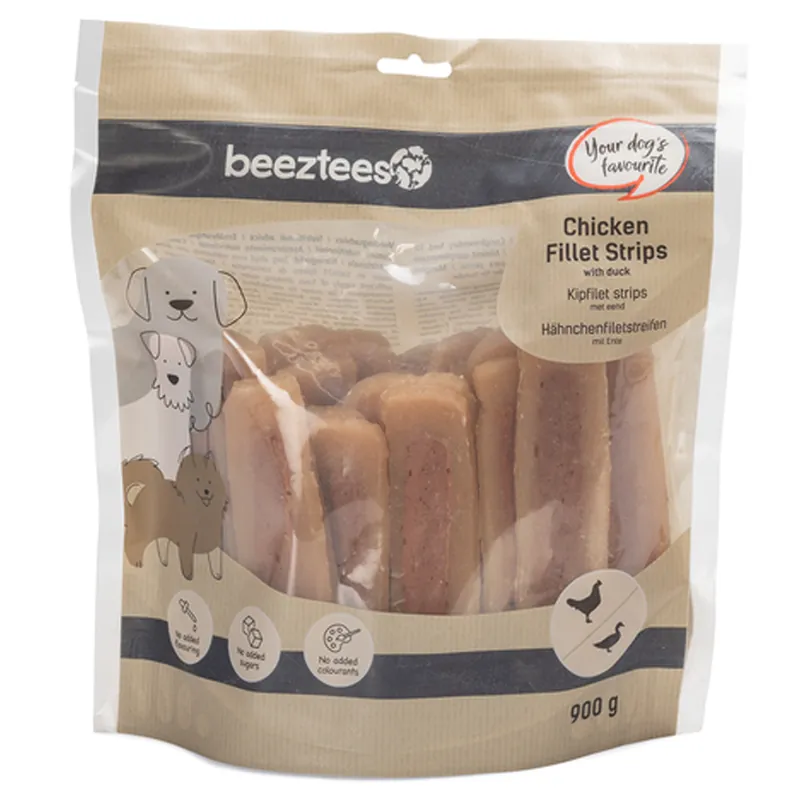 Koop Vandaag Beeztees Kipfilet Strips met Eend 900 gr