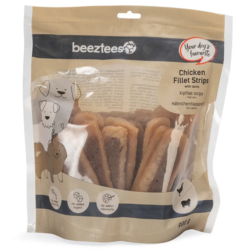 Beeztees Kipfilet Strips met Lam 900 gr Snelle Levering