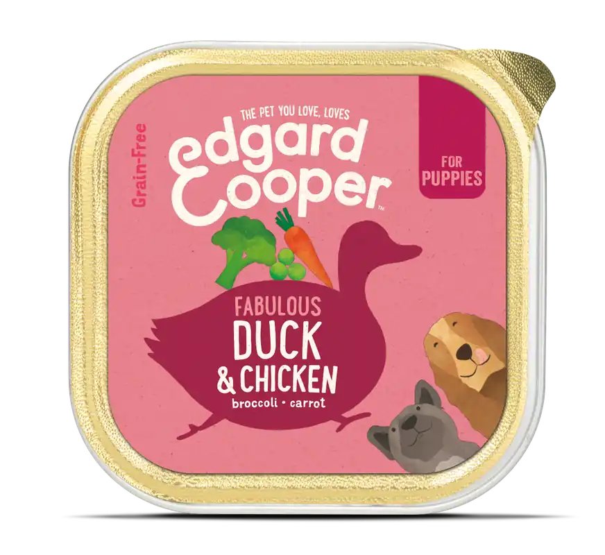 Gereduceerde Prijs Edgard & Cooper hondenvoer Puppy eend en kip 150 gr