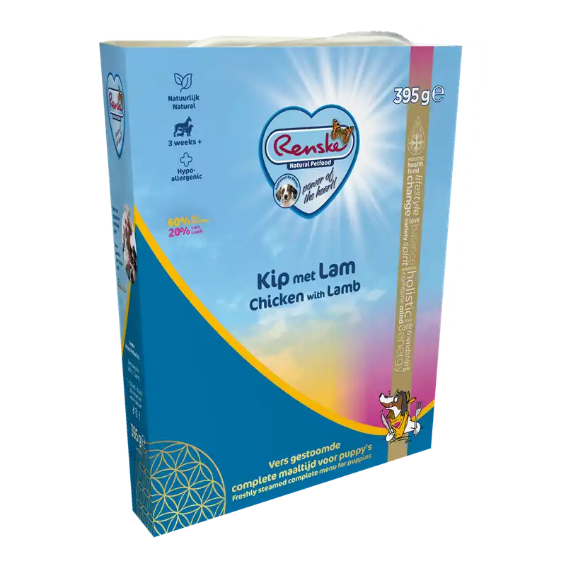Seizoensaanbieding Renske Vers hondenvoer Puppy kip & lam 395 gr