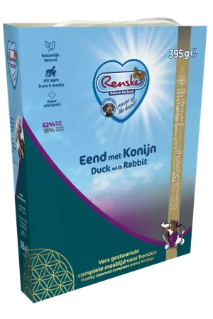 Weekendaanbieding Renske Vers hondenvoer eend & konijn 395 gr