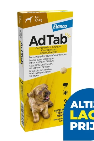 AdTab Kauwtabletten 1,3 - 2,5 kg 3 tabl Actieprijs