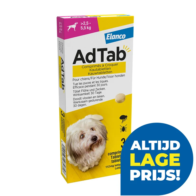 AdTab Kauwtabletten 2,5 - 5,5 kg 3 tabl Nu Kopen