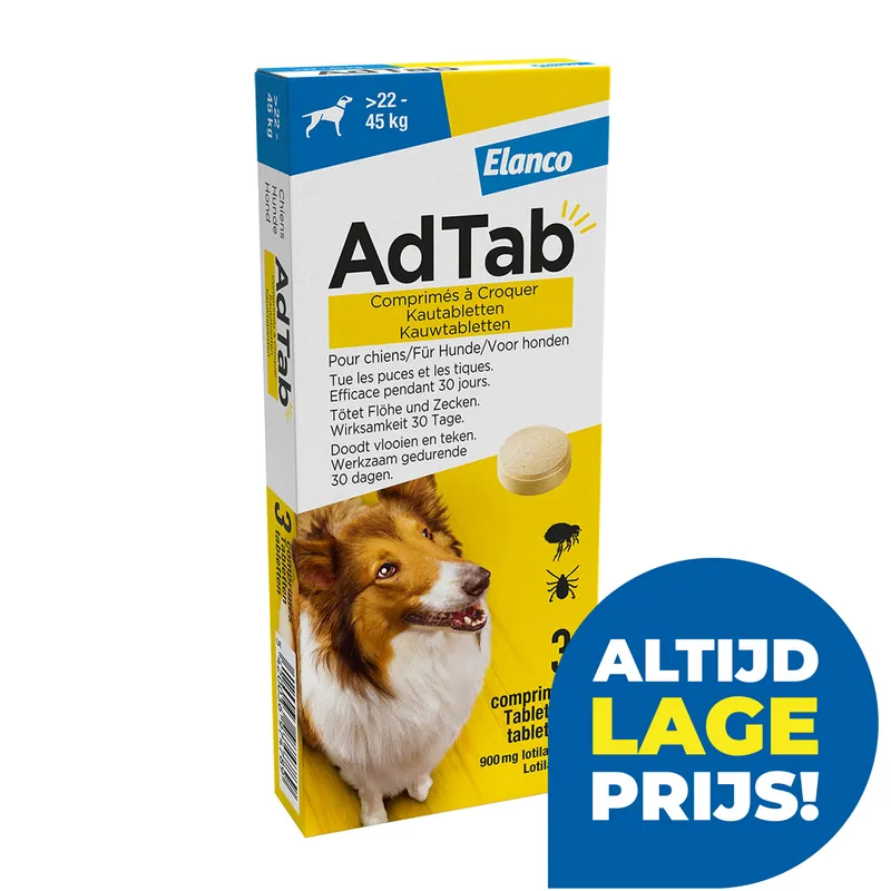 AdTab Kauwtabletten 22 - 45 kg 3 tabl Lage Prijs