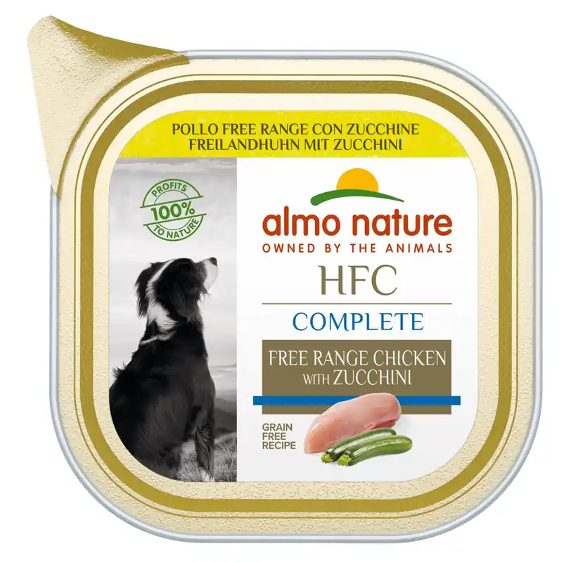 Laatste Versie Almo Nature hondenvoer HFC Complete Vrije Uitloop Kip/Courgette 85 gr