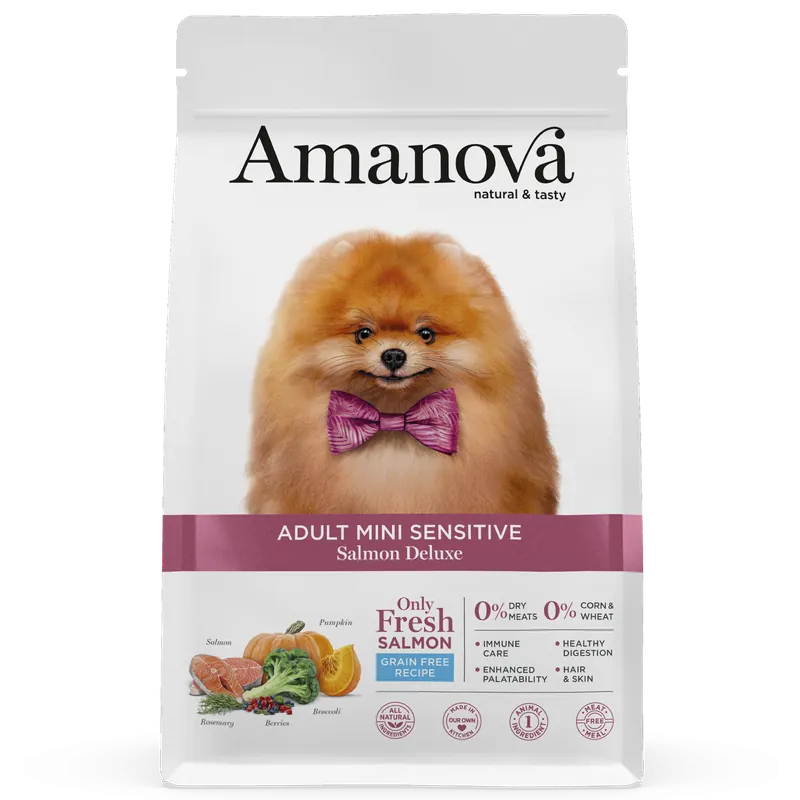 Beperkt Aanbod Amanova Hondenvoer Adult Mini Sensitive Salmon Deluxe 2 kg