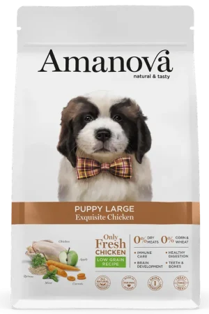 Tijdelijk Beschikbaar Amanova Hondenvoer Puppy Large Exquisite Chicken 12 kg