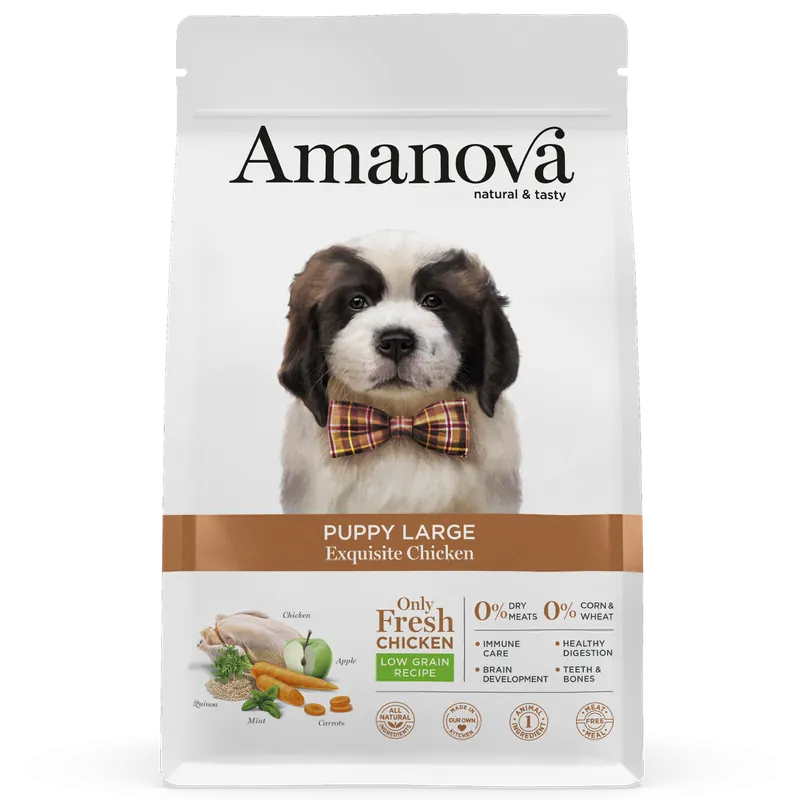 Tijdelijk Beschikbaar Amanova Hondenvoer Puppy Large Exquisite Chicken 12 kg