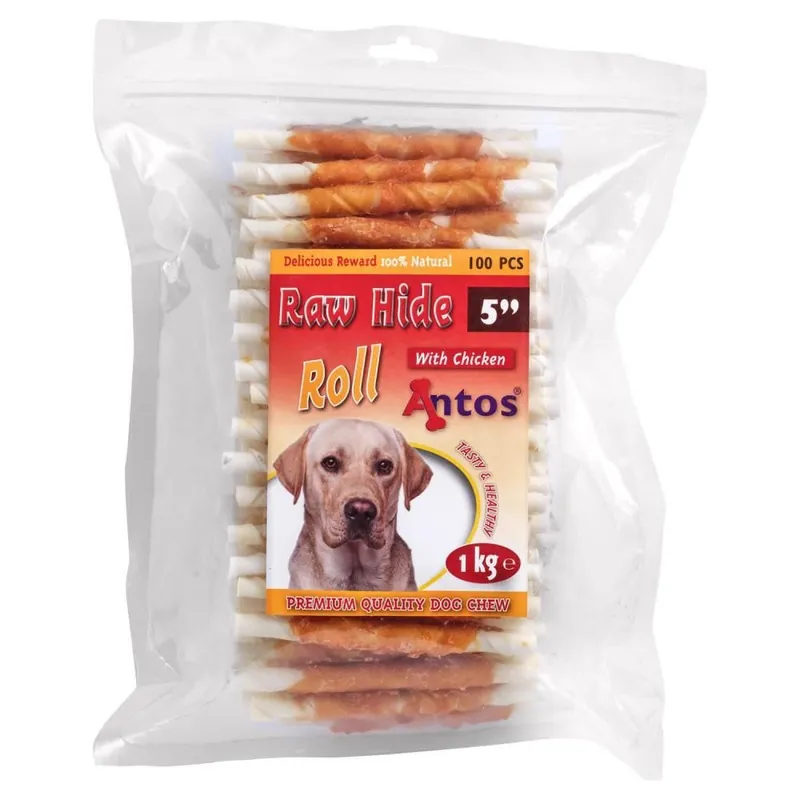 Nu Kopen Antos Rawhide White Roll met Chicken 13 cm 100 st
