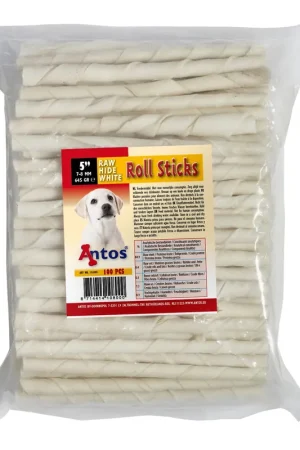 Snelle Levering Antos Rawhide White Roll sticks 13 cm 7-8 mm 100 st