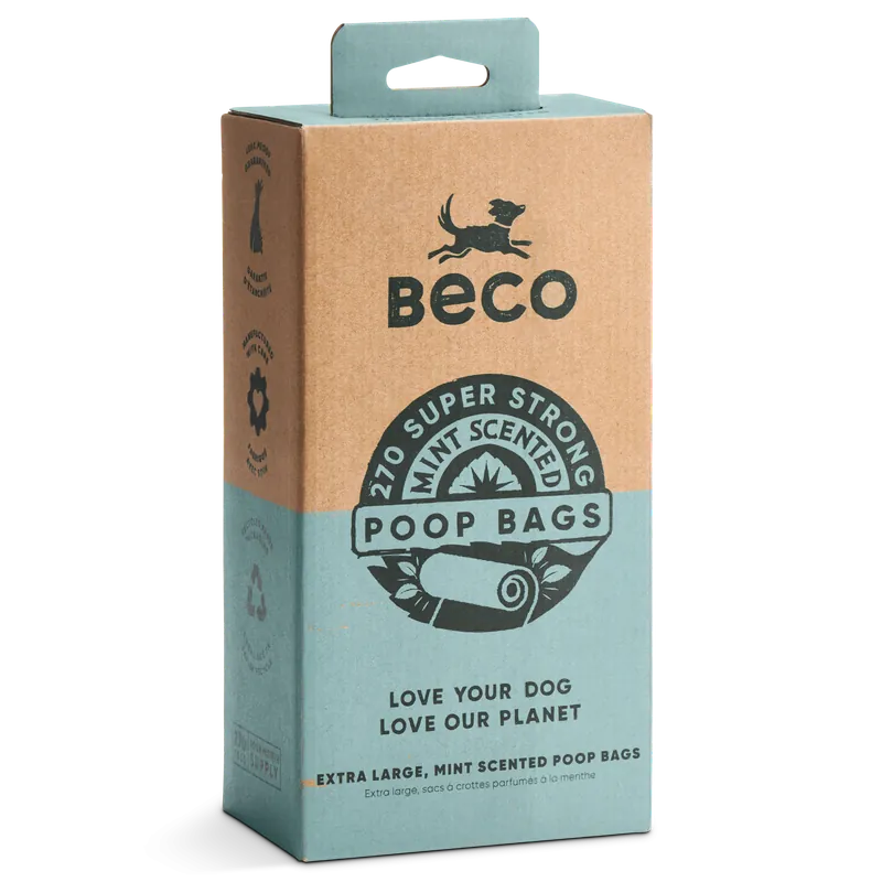 Merkproduct Beco Pets Poepzakjes Gerecycled Mint Geur 18 x 15 st