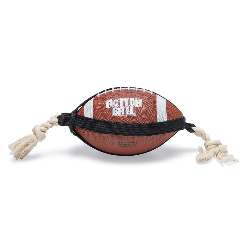 Express Levering Beeztees Action Rugbybal met Touw Bruin