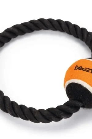 Superprijs Beeztees Flossytoy Ring en Bal Coby Zwart