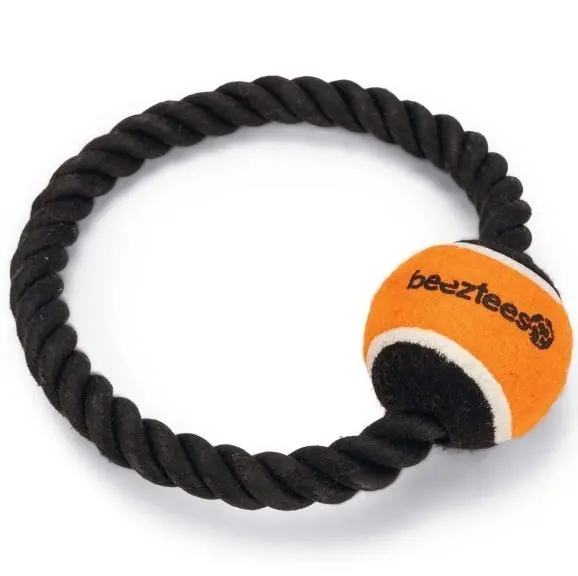 Superprijs Beeztees Flossytoy Ring en Bal Coby Zwart
