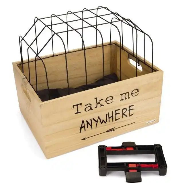 Goedkoop Beeztees houten fietsmand Journey met kap