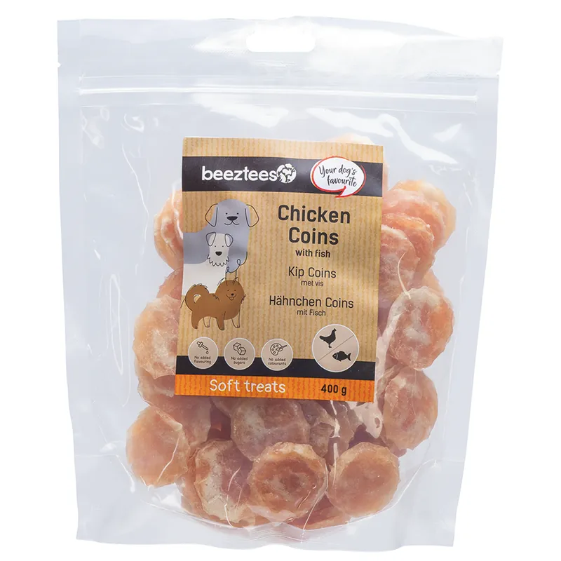 Beeztees Kip Coins met Vis 400 gr Gereduceerde Prijs