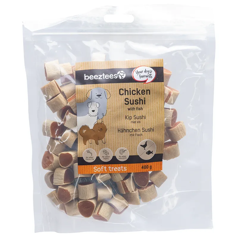 Lage Prijs Beeztees Kip Sushi met Vis 400 gr