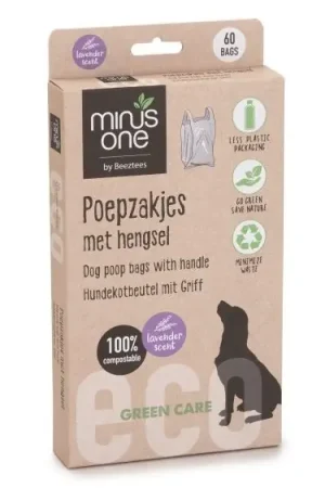 Beeztees Minus One Poepzakjes met Handvat Lavendel 60 st Goedkoop
