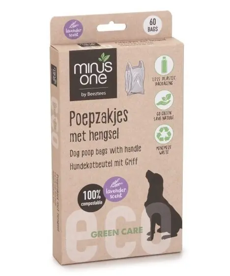 Beeztees Minus One Poepzakjes met Handvat Lavendel 60 st Goedkoop