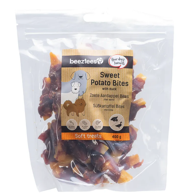 Fabrieksprijs Beeztees Zoete Aardappel Bites M Eend 400 gr