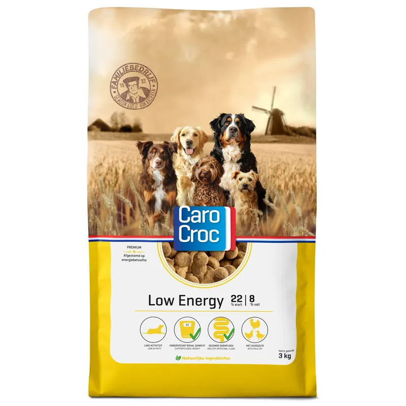 Snelle Levering CaroCroc Hondenvoer Low Energy 3 kg