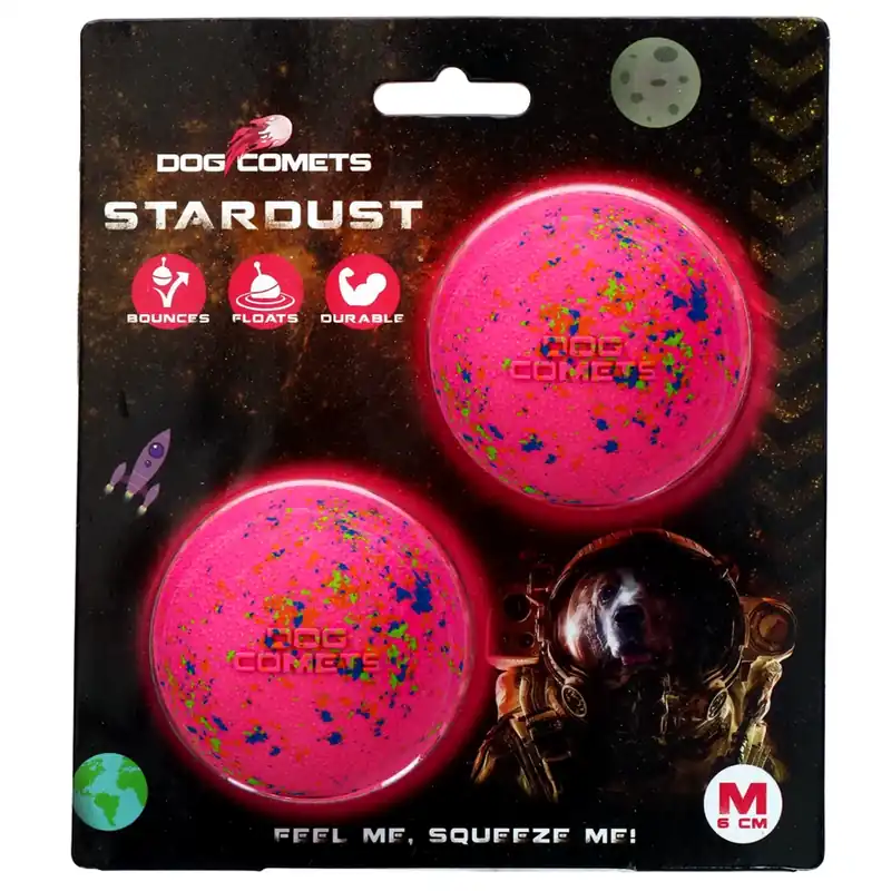 Merkproduct Dog Comets Ball stardust Roze M 2 st