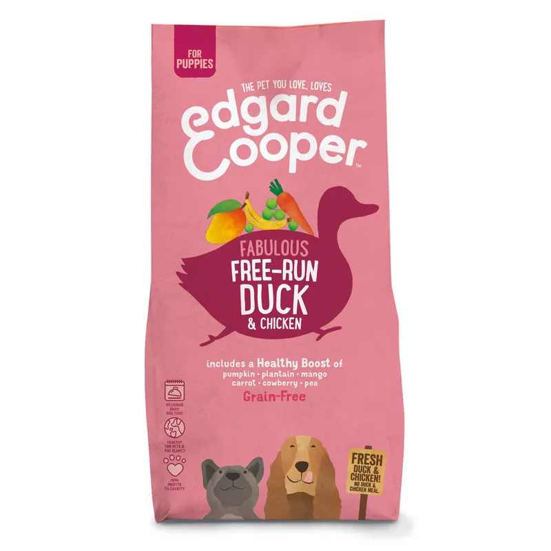 Beperkte Voorraad Edgard & Cooper hondenvoer Puppy eend en -kip 12 kg