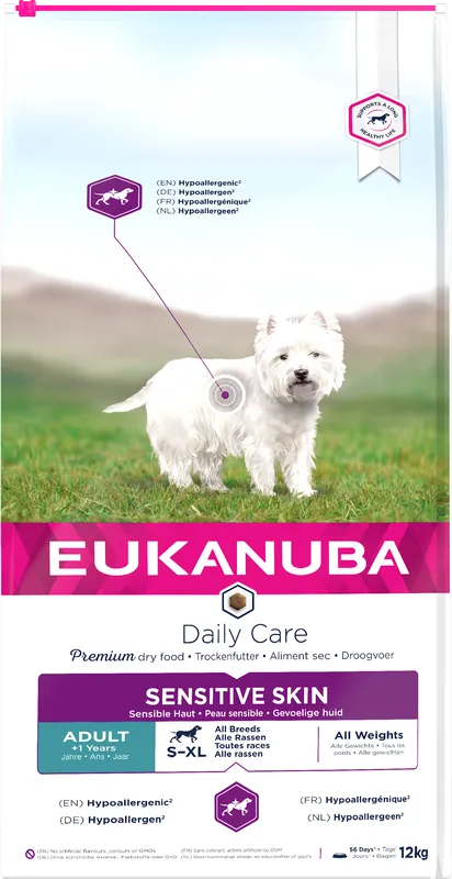 Eukanuba Hondenvoer Daily Care Sensitive Skin 12 kg Gratis Retour