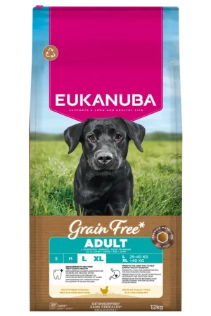 Superprijs Eukanuba Hondenvoer Adult L/XL Grain Free Chicken 12 kg
