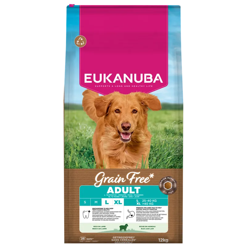 Laatste Kans Eukanuba Hondenvoer Adult L/XL Grain Free Lamb 12 kg