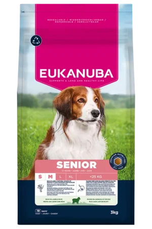 Beperkte Voorraad Eukanuba Hondenvoer Life Care Senior S/M Lamb & Rice 3 kg