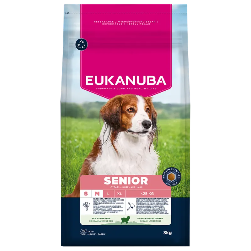 Beperkte Voorraad Eukanuba Hondenvoer Life Care Senior S/M Lamb & Rice 3 kg