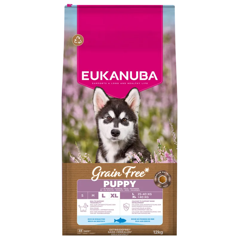 Eukanuba Hondenvoer Puppy L/XL Grain Free Ocean Fish 12 kg Op = Op