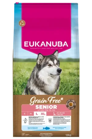 Eukanuba Hondenvoer Senior L/XL Grain Free Ocean Fish 12 kg Beperkt Aanbod
