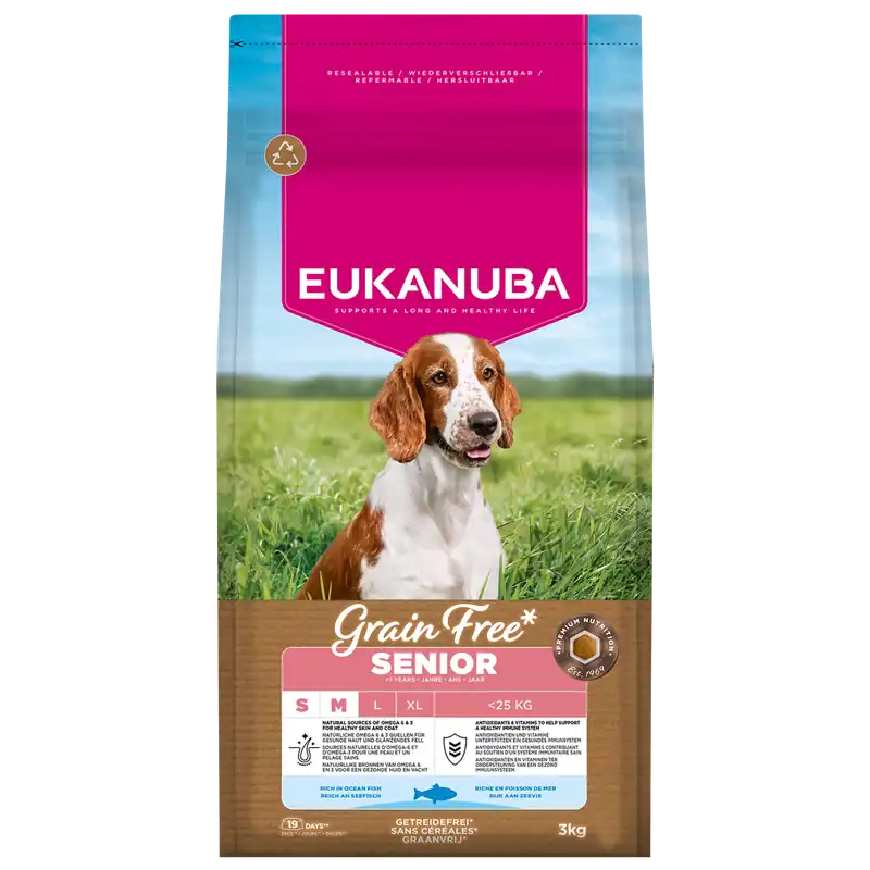 Alleen Vandaag Eukanuba Hondenvoer Senior S/M Grain Free Ocean Fish 3 kg