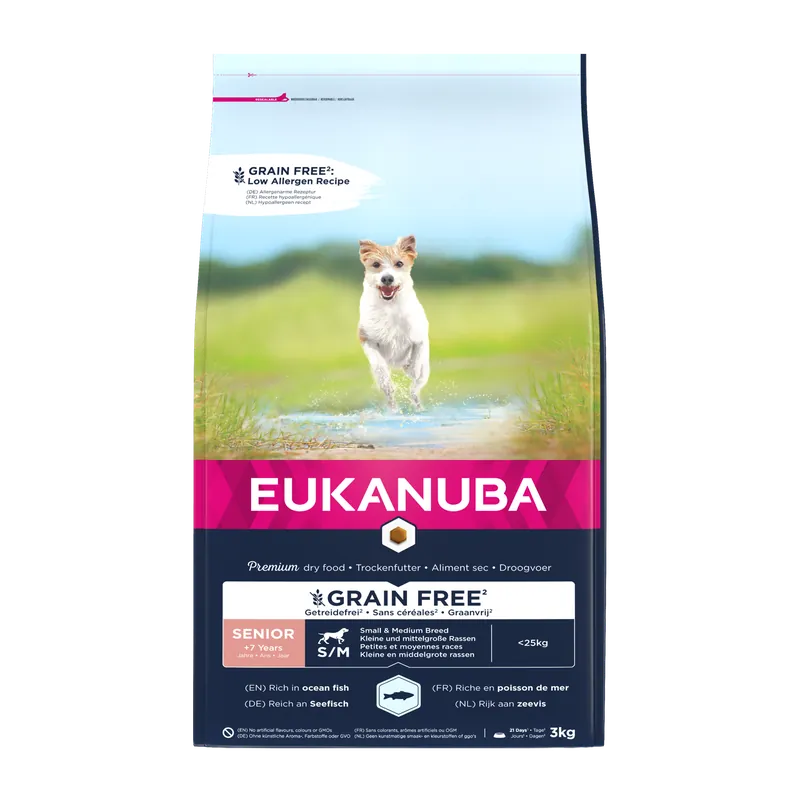 Eukanuba Hondenvoer Senior S/M Grainfree Oceanfish 3 kg Speciale Aanbieding