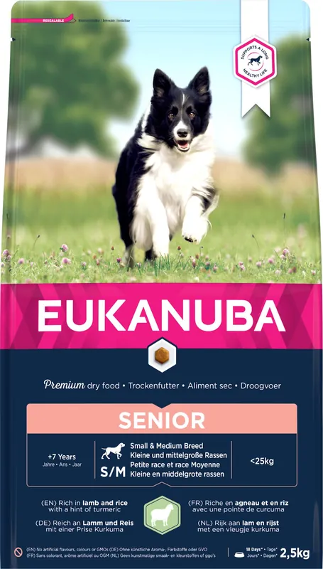 Must-Have Eukanuba Hondenvoer Senior S/M Lamb & Rice 2,5 kg