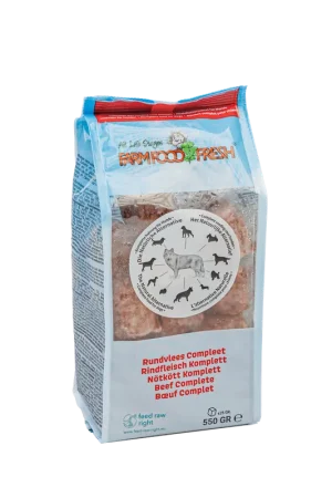 Hoge Kwaliteit Farm Food Fresh Hondenvoer Rundvlees Compleet 550 gr