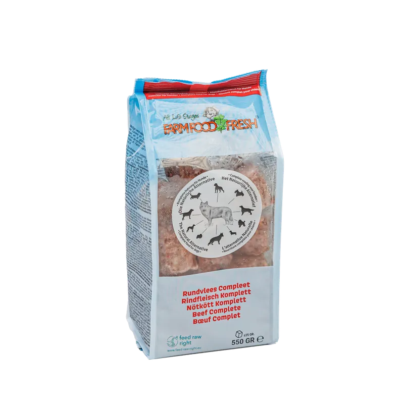 Hoge Kwaliteit Farm Food Fresh Hondenvoer Rundvlees Compleet 550 gr