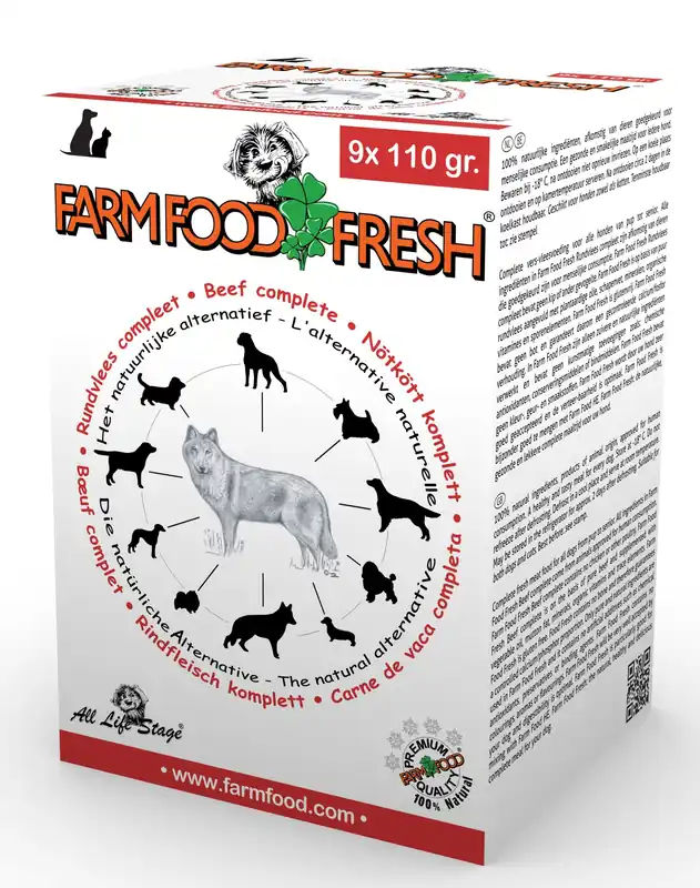 Farm Food Fresh hondenvoer rundvlees compleet 9 x 110 gr Nu Kopen