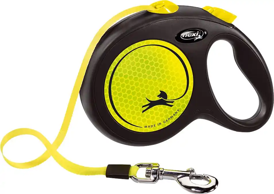 Voordeelprijs Flexi New Neon L met band geel 5 mtr