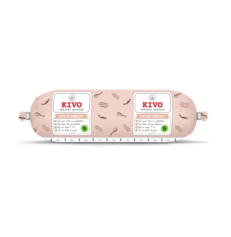 Kivo Hondenvoer Kip & Vis Compleet 500 gr Betrouwbaar