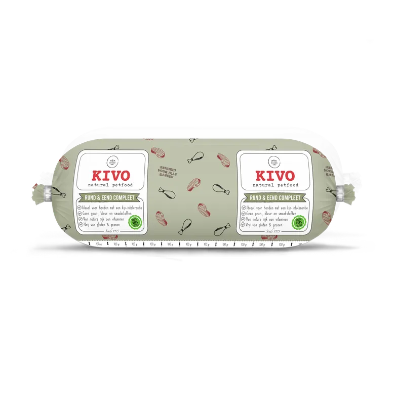 Kivo Hondenvoer Rund & Eend Compleet 1 kg Aanbieding